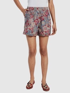 fabindia shorts Floral Pattern Casual Shorts - Blue & Red